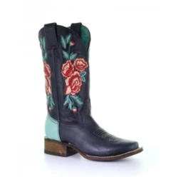 Corral Corral Ladies Black And Turquoise Rose Boots C3