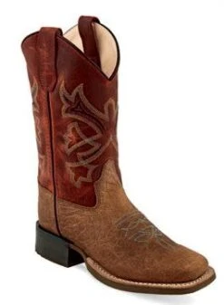 Old West Children's Brown/Burnt Red Western Boot